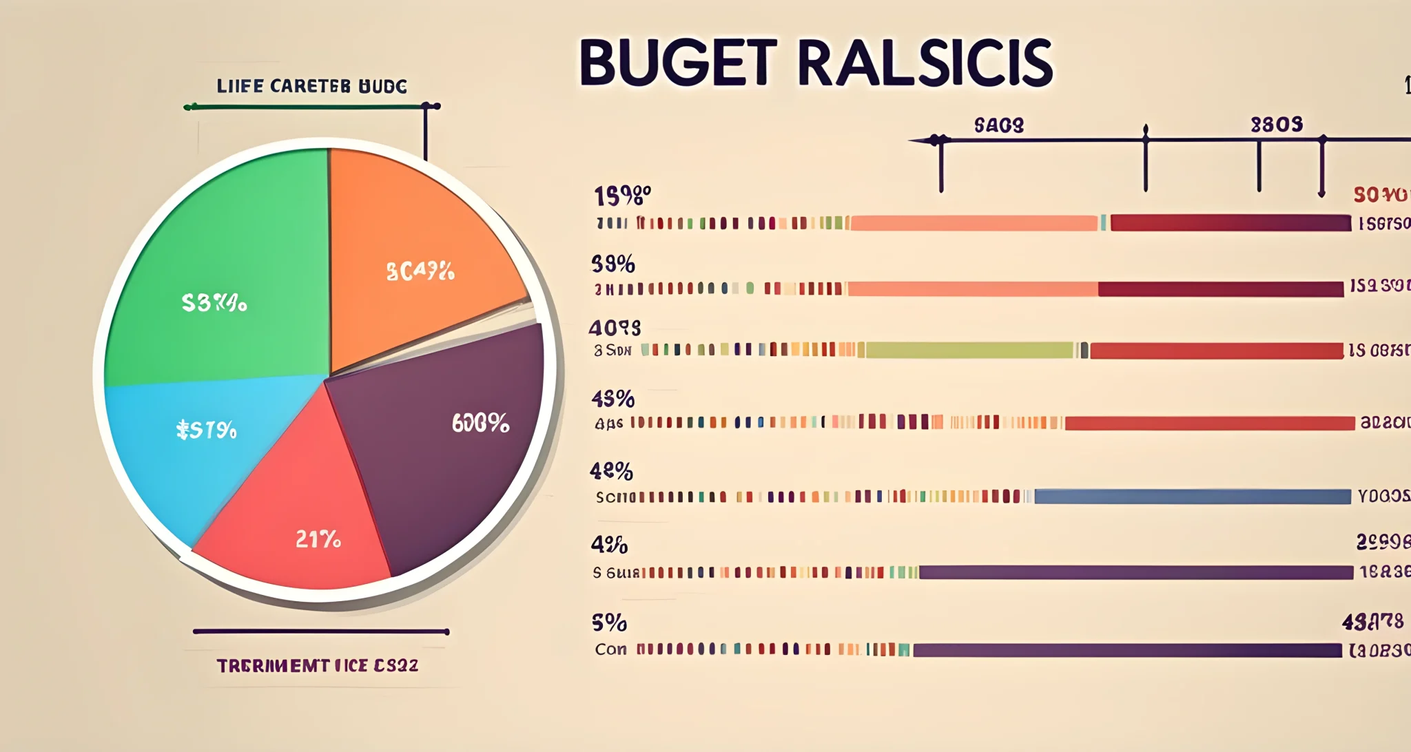 The image shows a colorful pie chart with different budget categories labeled.