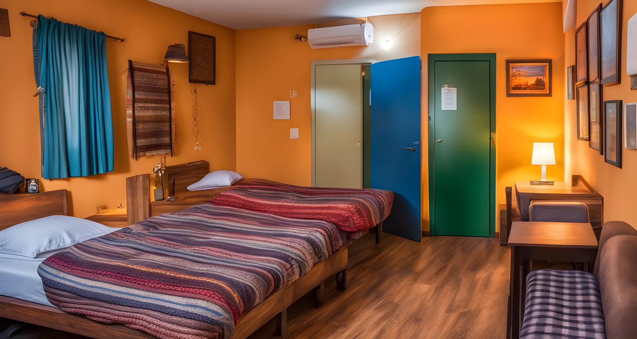 The image shows a diverse selection of affordable accommodations, including hostels, guesthouses, and budget hotels.