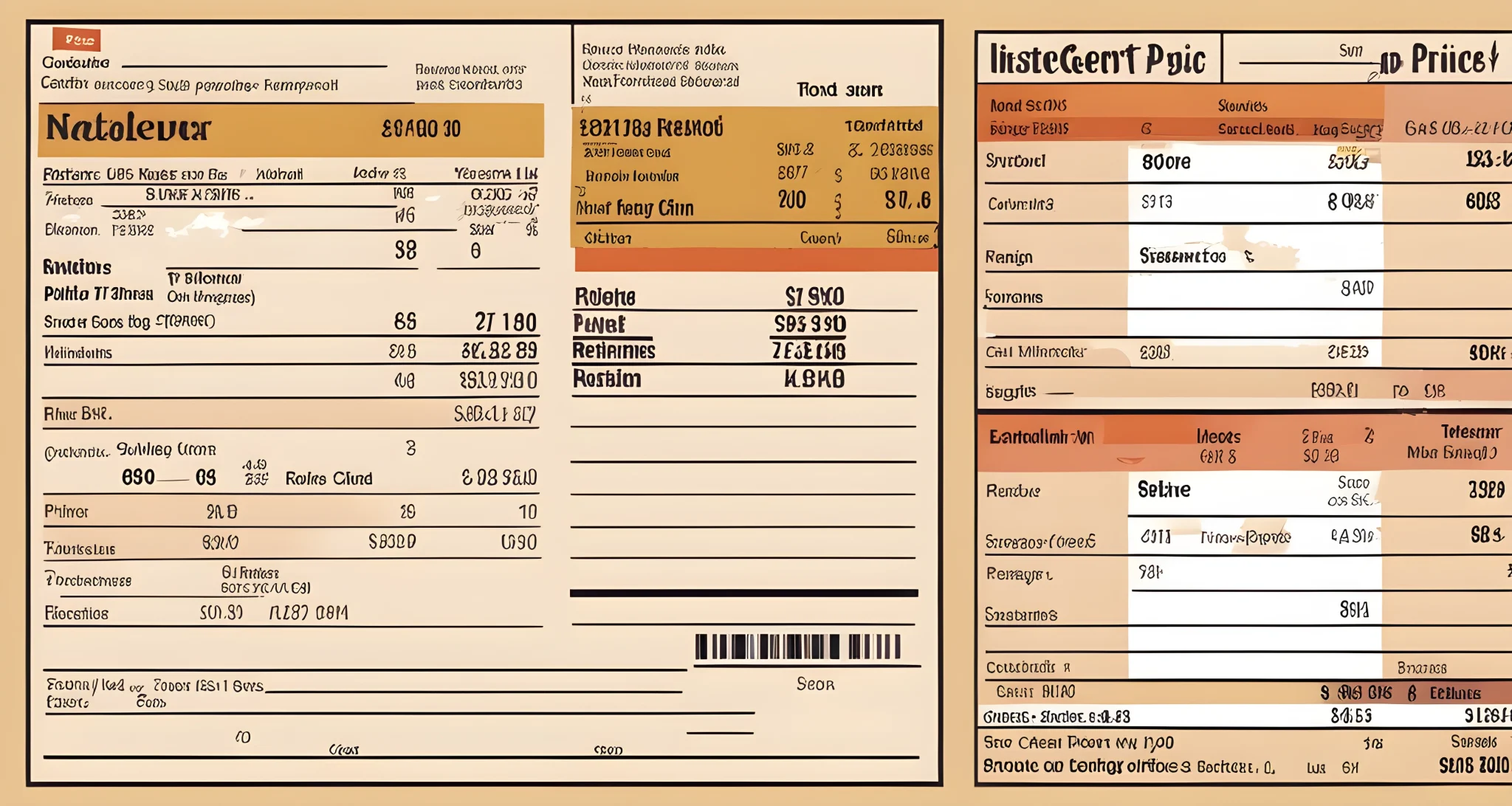 The image shows a food receipt with detailed items and prices listed.