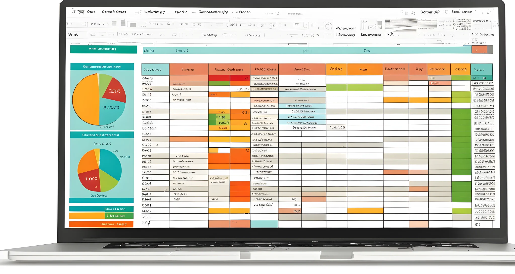 The image shows a laptop with a spreadsheet open, displaying various categories such as accommodations, transportation, food, and activities. The screen also shows columns for average daily costs and total estimated trip budget.