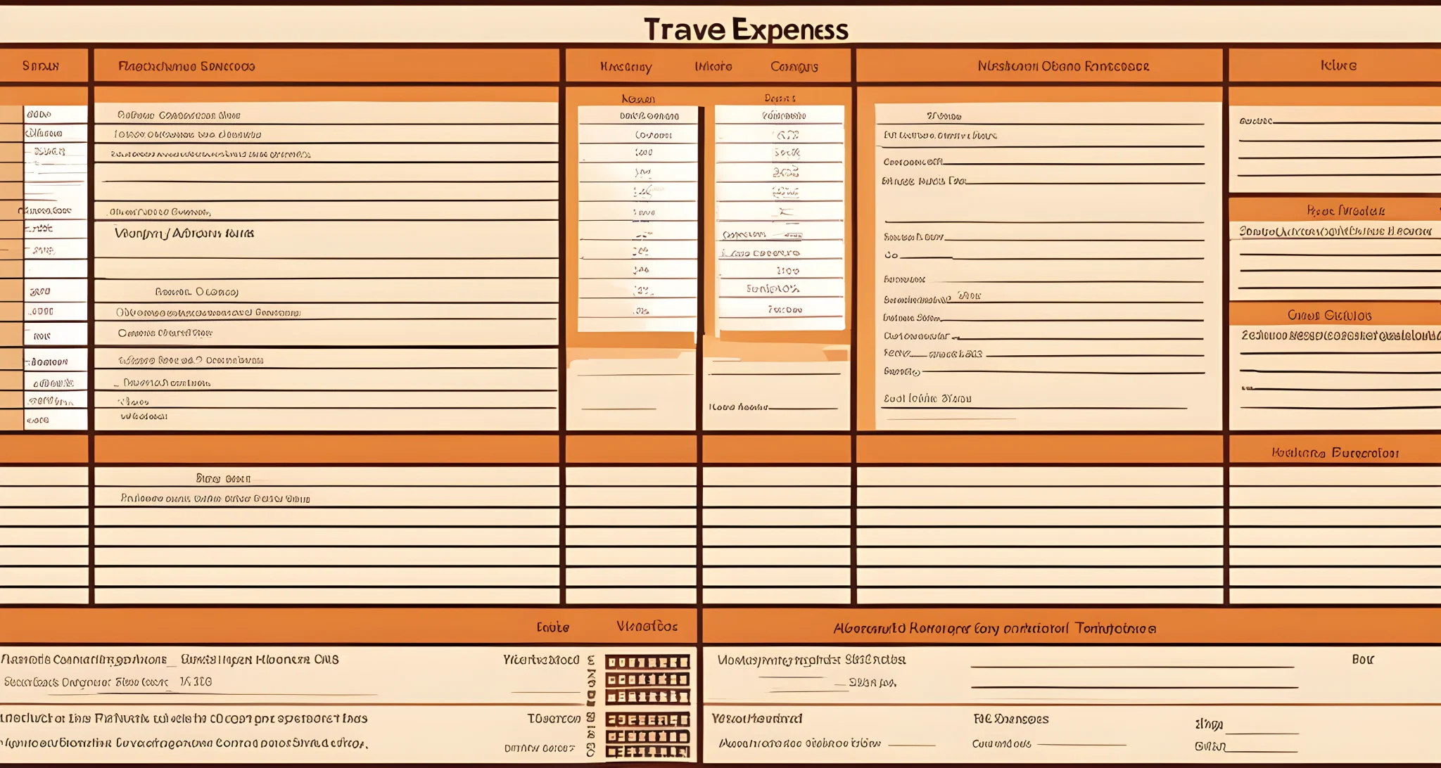 The image shows a list of travel expenses, including accommodation, transportation, dining, and activities.