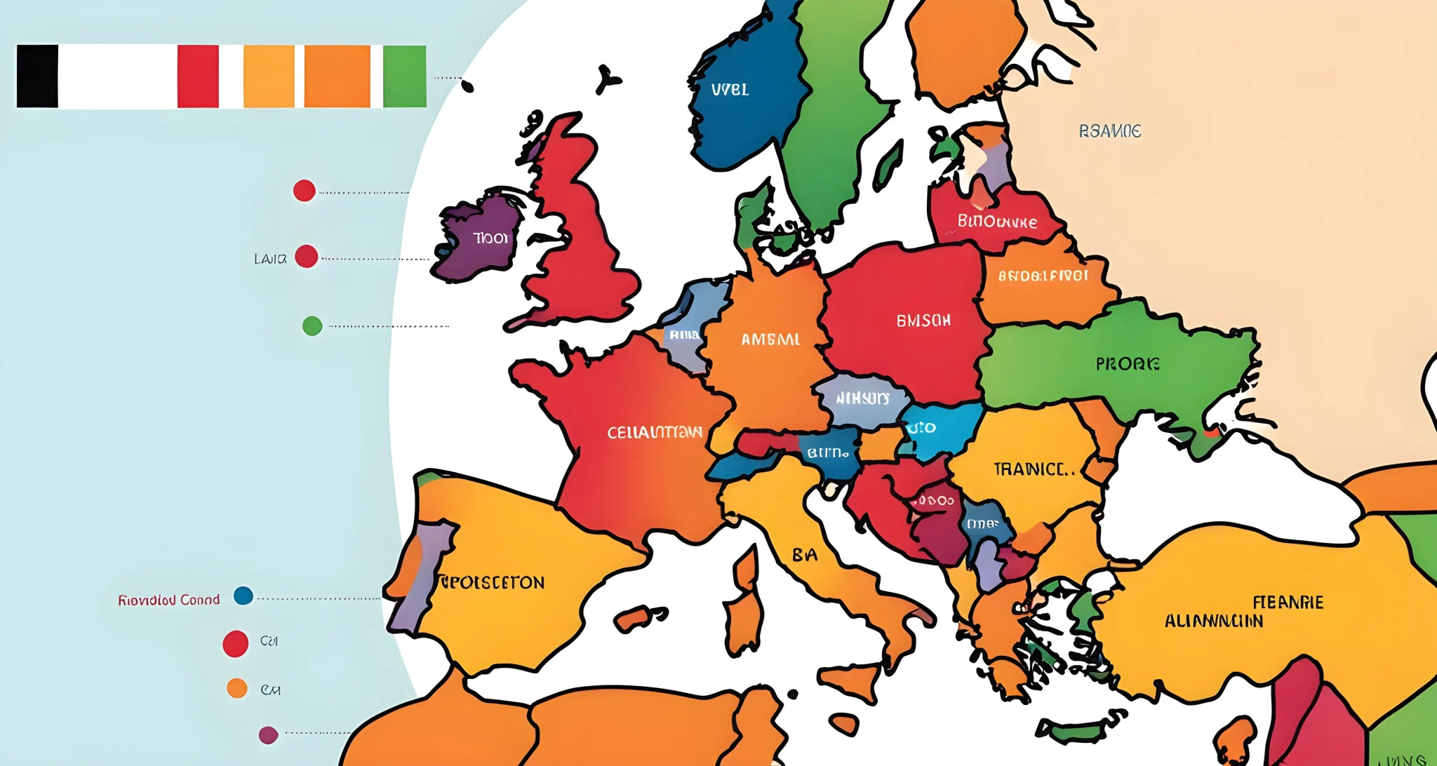 The image shows a map of Europe with various budget-friendly travel destinations highlighted.