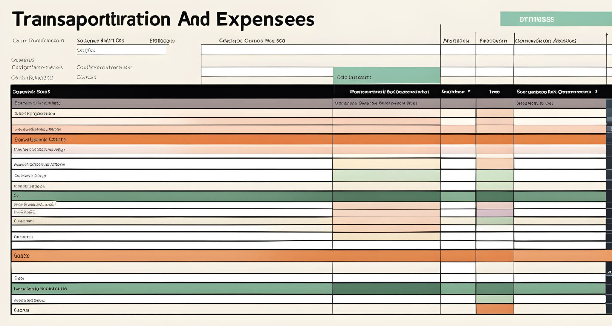 The image shows a spreadsheet with categories such as transportation, accommodations, food, and activities, along with corresponding expenses listed next to each category.