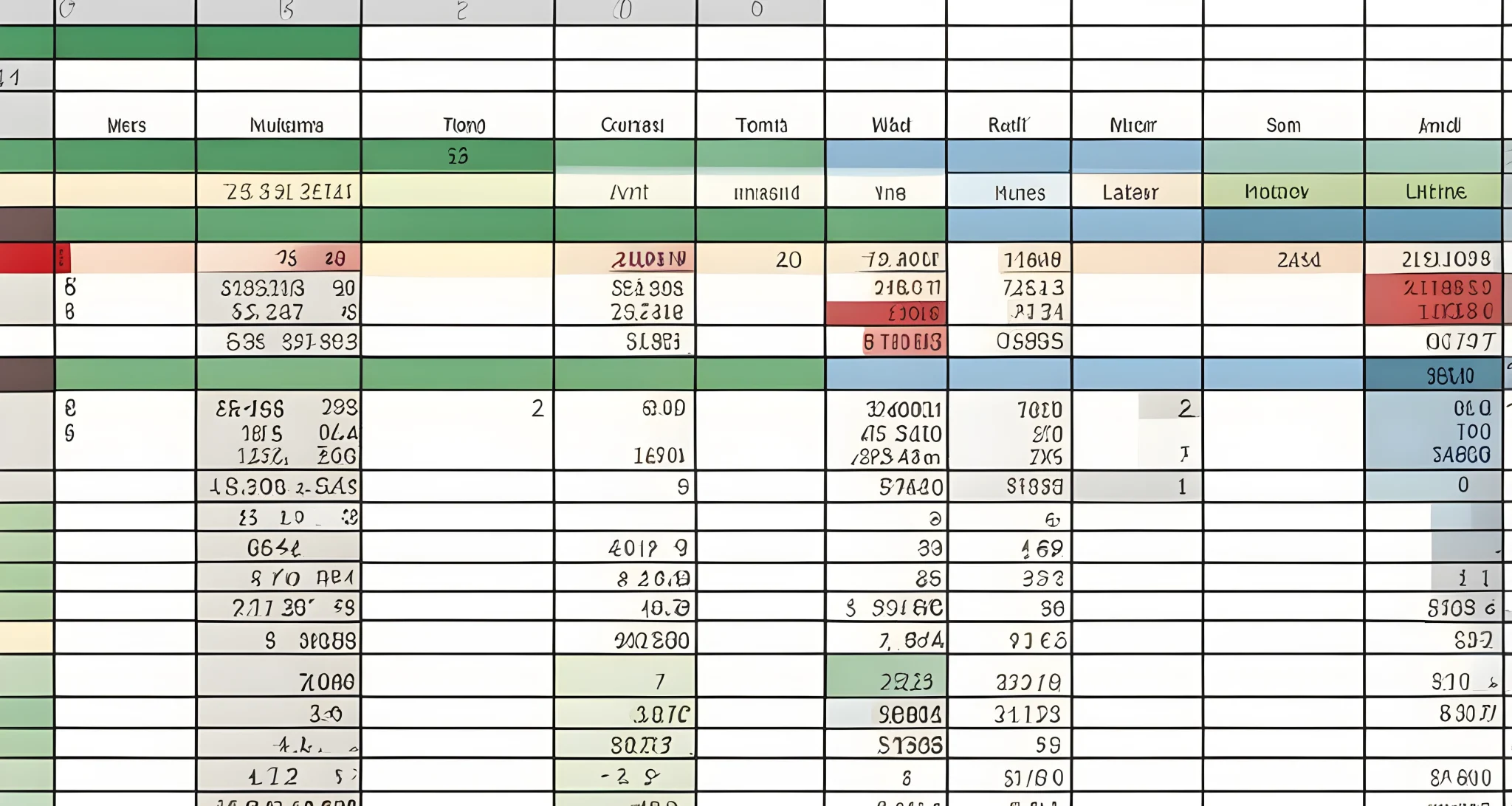 The image shows a spreadsheet with columns and rows filled with numbers and calculations.