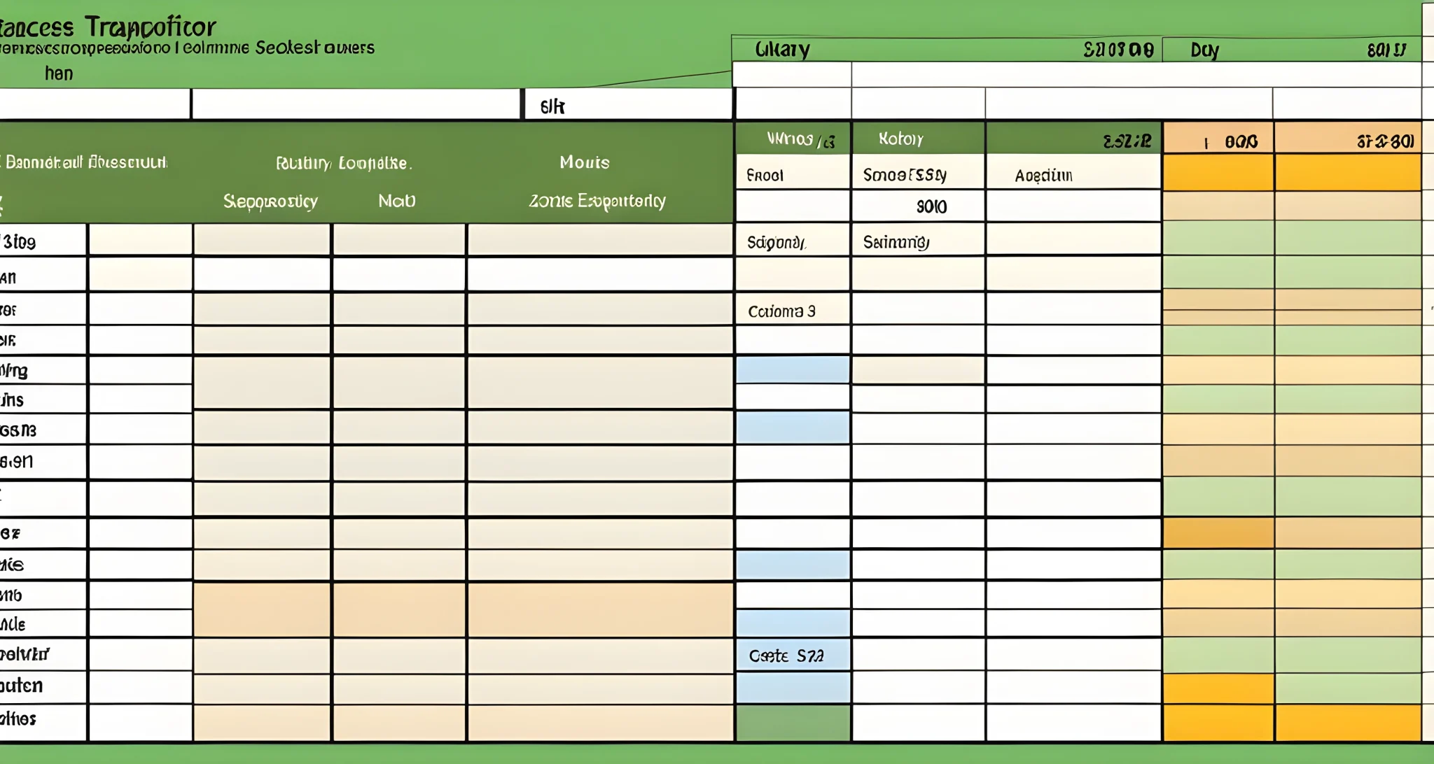 The image shows a spreadsheet with columns for transportation, accommodation, meals, activities, and miscellaneous expenses. There are also rows for each day of the trip, with spaces to input estimated and actual costs.