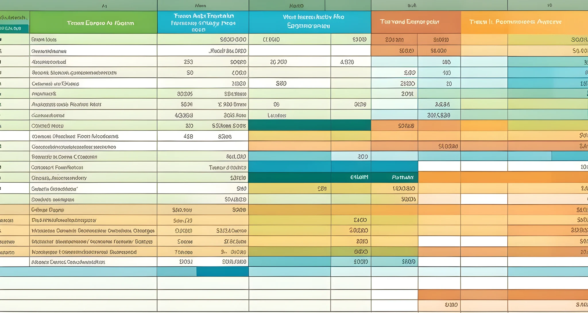 The image shows a spreadsheet with columns for various travel expenses, including accommodations, transportation, and food.